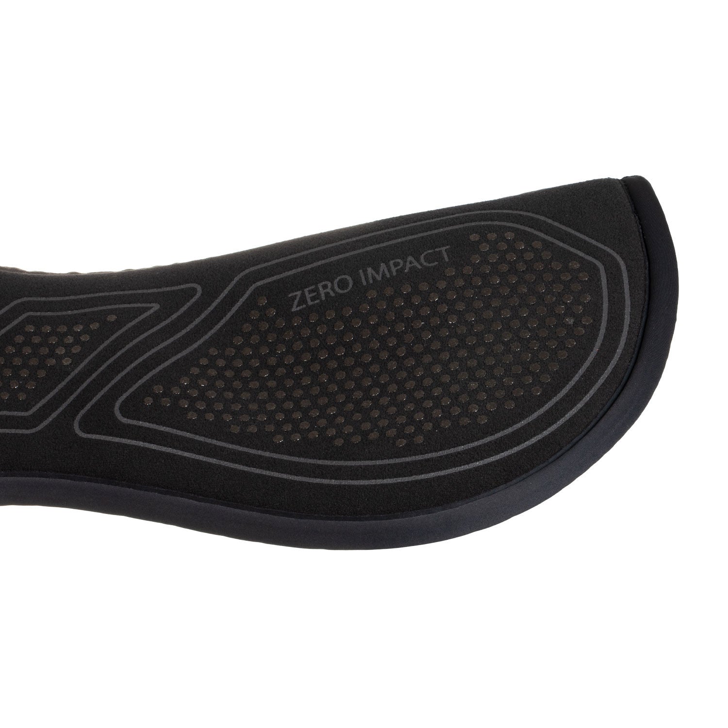 Side view of the Total Black Acavallo Sublime Zero Impact Slim Half Pad on a plain background