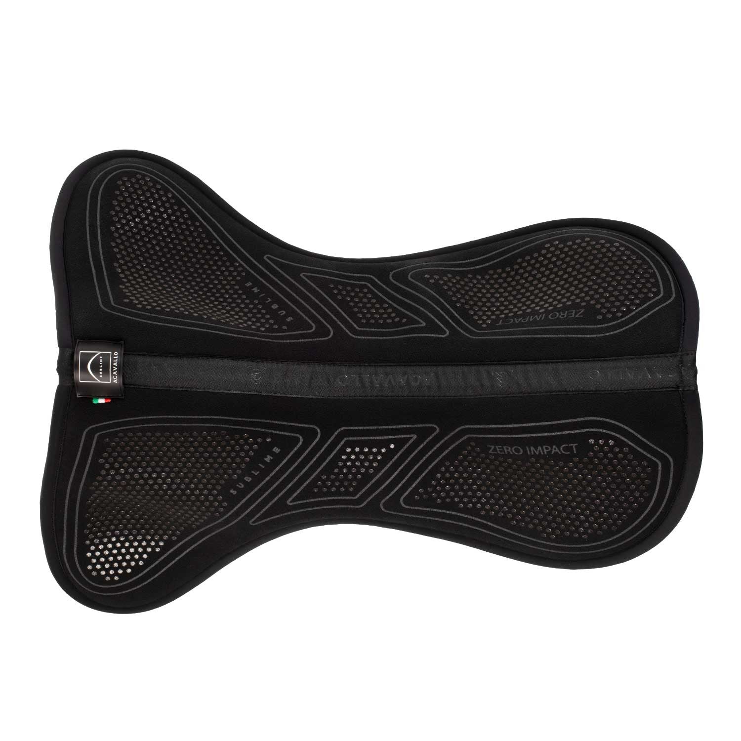 Top view of the Total Black Acavallo Sublime Zero Impact Slim Half Pad on a plain background
