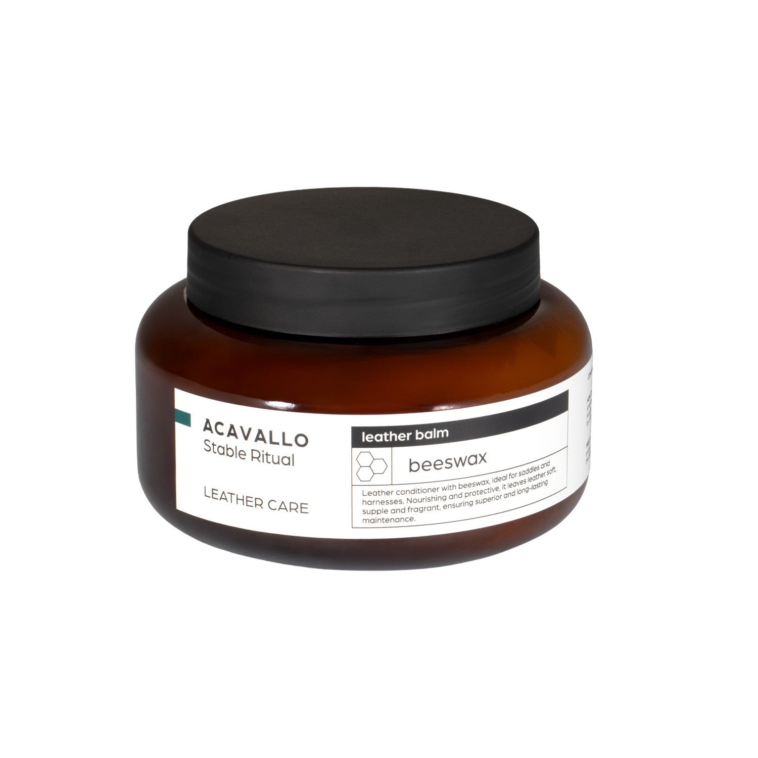 Front view of a jar of the Acavallo Beeswax Leather Conditioner on a white background