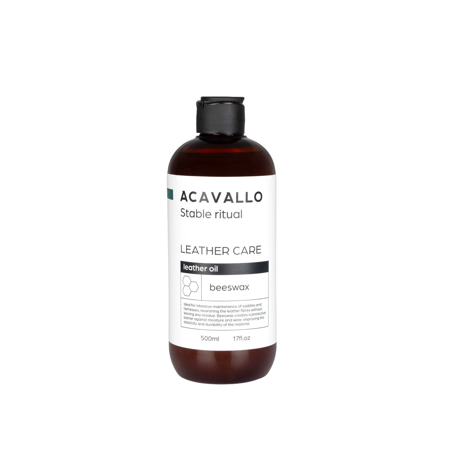 Front view of the Acavallo Beeswax Leather Oil on a white background
