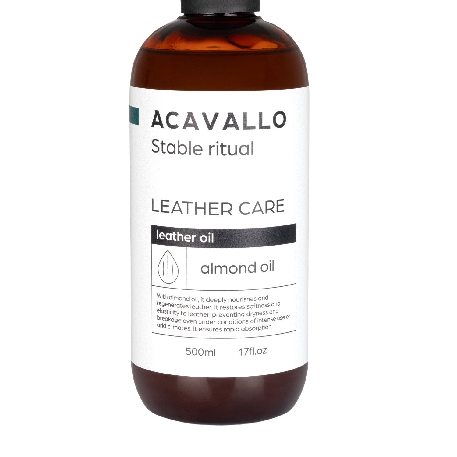 Close-up front view of the Acavallo Almond Leather Oil on a white background