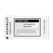 Top view of a package of the Acavallo Beeswax Leather Wipes on a white background