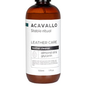 Close-up front view of a bottle of Acavallo Almond Leather Soap on a white background