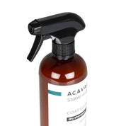 Close-up view of the sprayer on a bottle of the Acavallo Almond Leather Soap on a white background