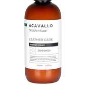 Close-up front view of a bottle of Acavallo Beeswax Leather Cream on a white background