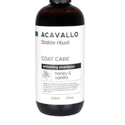 Close-up front view of the Acavallo Honey and Vanilla Shampoo for Grey Horses on a white background