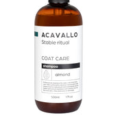 Close-up front view of a bottle of Acavallo Almond Shampoo on a white background