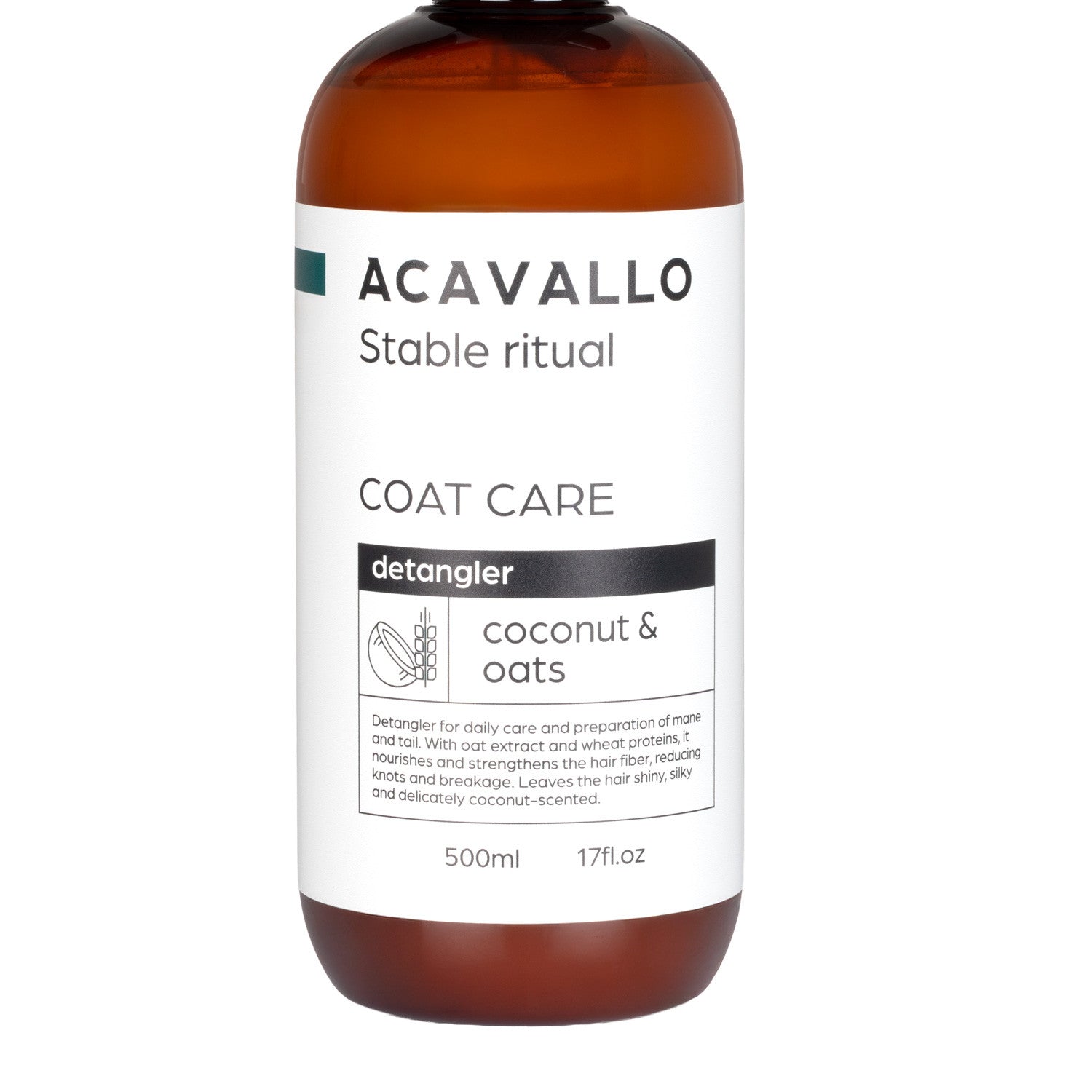 Close-up front view of the Acavallo Coconut Oat and Biotin Detangler on a white background