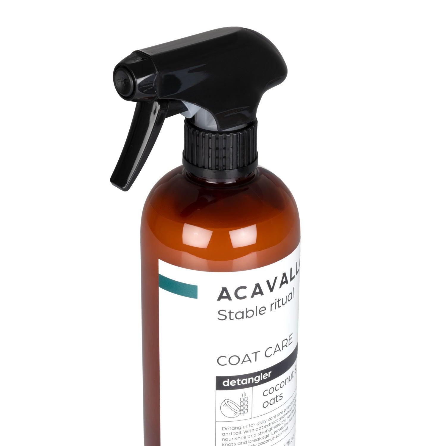 Close-up view of the sprayer on the Acavallo Coconut Oat and Biotin Detangler on a white background