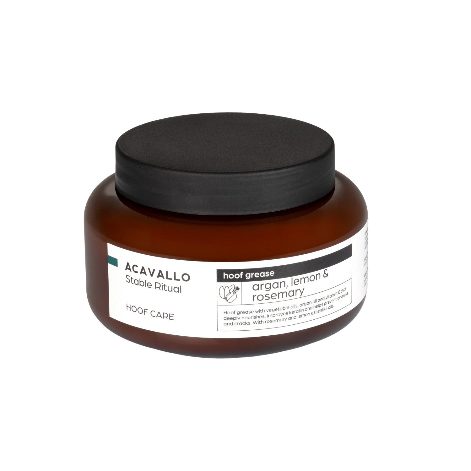 Front view of a jar of Acavallo Argan Hoof Grease on a white background