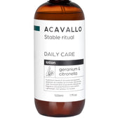 Close-up front view of a bottle of Acavallo Citronella, Neem, and Ozone Lotion on a white background
