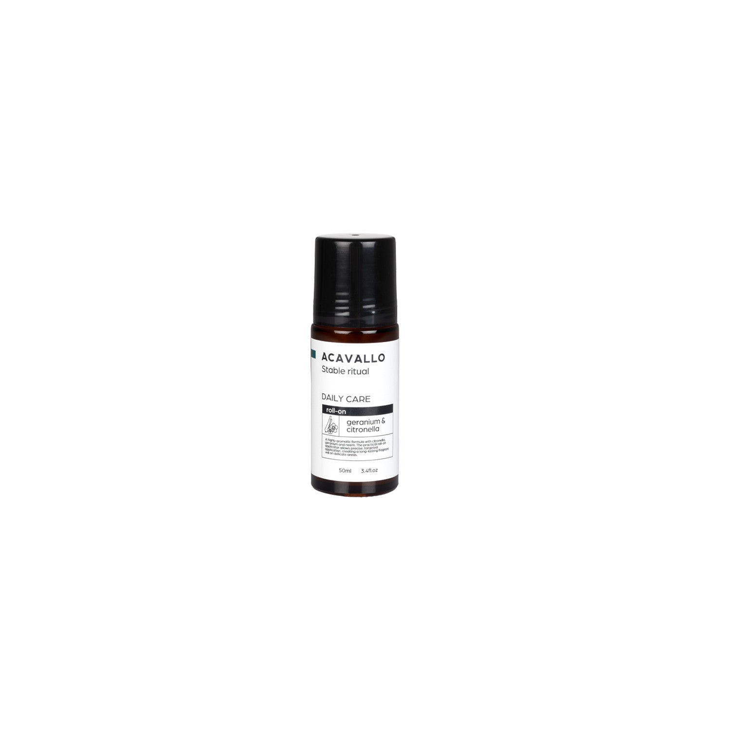 Front view of the Acavallo Geranium Citronella and Neem Cream Roll-On on a white background