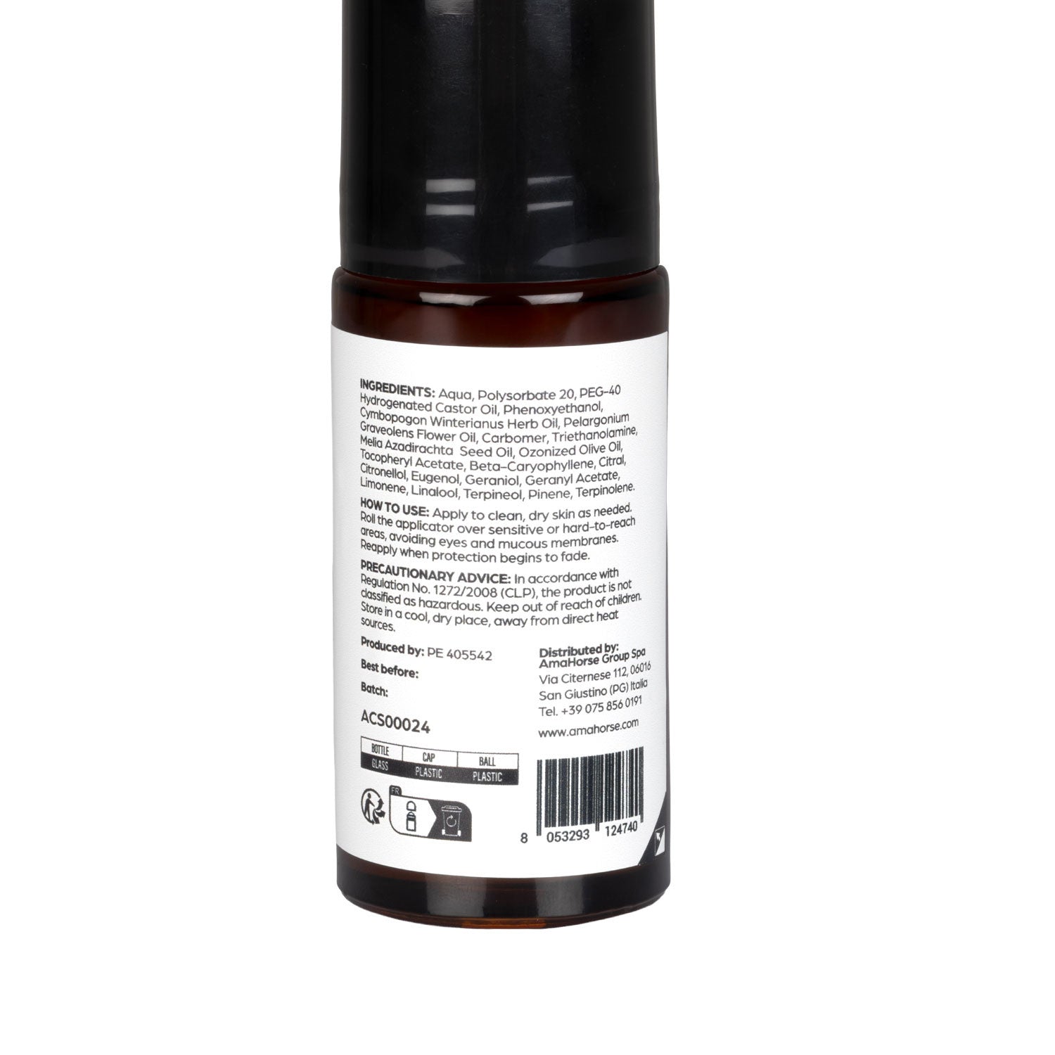 Back view of the Acavallo Geranium Citronella and Neem Cream Roll-On on a white background