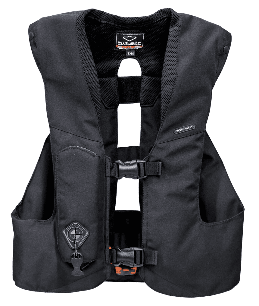 Front view of the Black Hit Air SV3 Airbag Vest on a white background