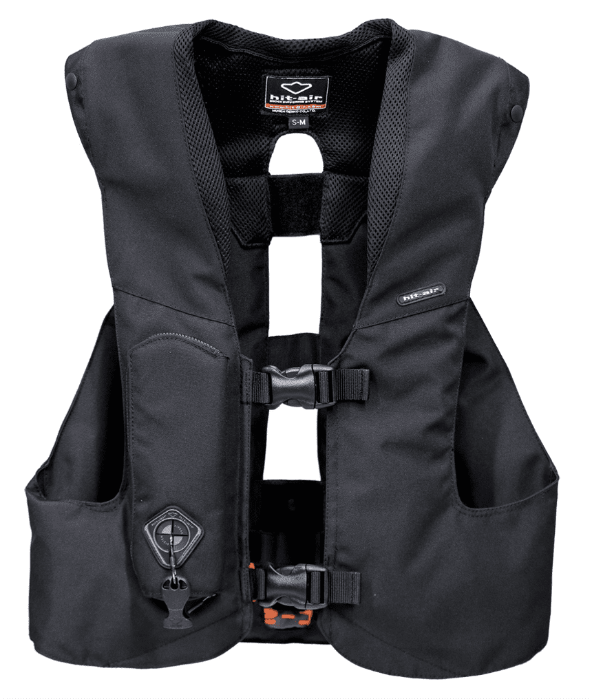 Front view of the Black Hit Air SV3 Airbag Vest on a white background