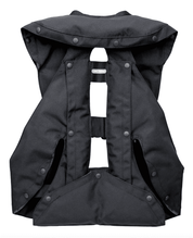 Back view of the Black Hit Air SV3 Airbag Vest on a white background