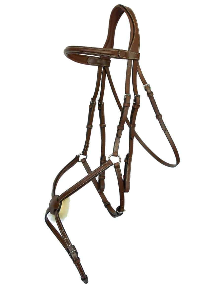 Side view of the Brown Arion Figure 8 Bridle on a white background