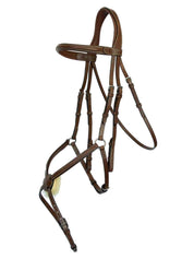 Side view of the Brown Arion Figure 8 Bridle on a white background