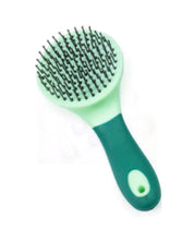 View of the Green Equi-Essentials Soft Touch Mane & Tail Brush on a white background