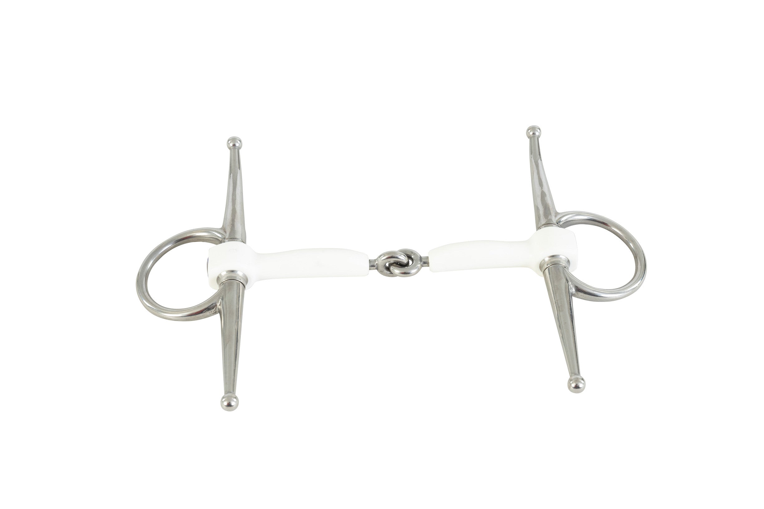 View of the TRUST Inno Sense Jointed Full Cheek Snaffle Bit on a white background