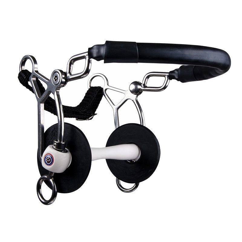 View of the TRUST Inno Sense Flexi Soft Short Shank Hackamore Combi Bit on a white background
