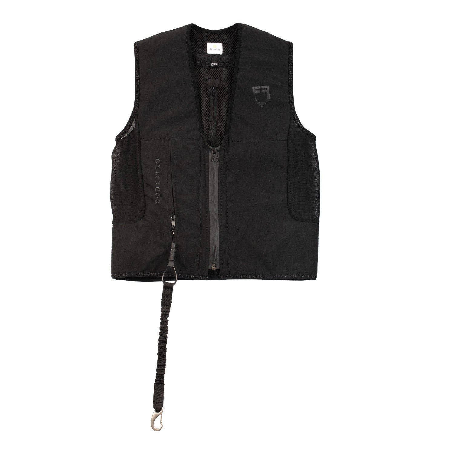 Front view of the Black Equestro Airbag Safety Vest on a plain background