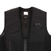 Close-up front view of the Black Equestro Airbag Safety Vest on a plain background