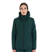 Front view of a female model wearing the Pine Grove Equestro Water & Wind Repellent Down Jacket on a plain background
