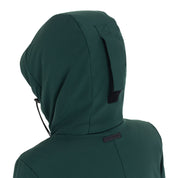 Close-up back view of the hood on the Pine Grove Equestro Water & Wind Repellent Down Jacket on a plain background