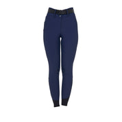 Front view of the Equestro Women's High-Waisted Monogram Breeches in navy on a white background