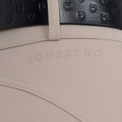 Close-up view of the Equestro name on the back of the Cobblestone Equestro High-Waisted Knee Grip Breeches