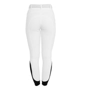 Back view of the White Equestro High-Waisted Full Grip Breeches on a plain background