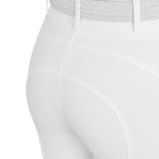 Close-up back view of the White Equestro High-Waisted Full Grip Breeches on a plain background