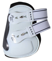 Side view of a White Snaps Velcro Professional's Choice Pro Performance Open Rear Boot on a white background
