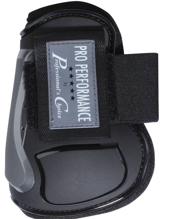 Side view of a Black Velcro Professional's Choice Pro Performance Open Rear Boot on a white background