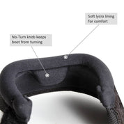 Close-up view of the No-Turn knob on the Professional's Choice Ballistic Overreach Boots on a white background