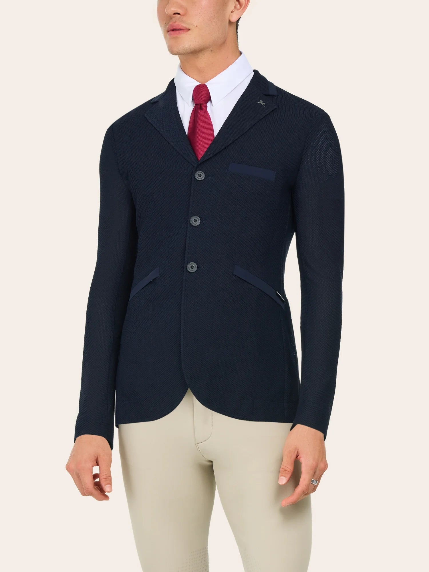 Front view of a male model wearing the Navy RJ Classics Hudson Men's Mesh Coat on a plain background