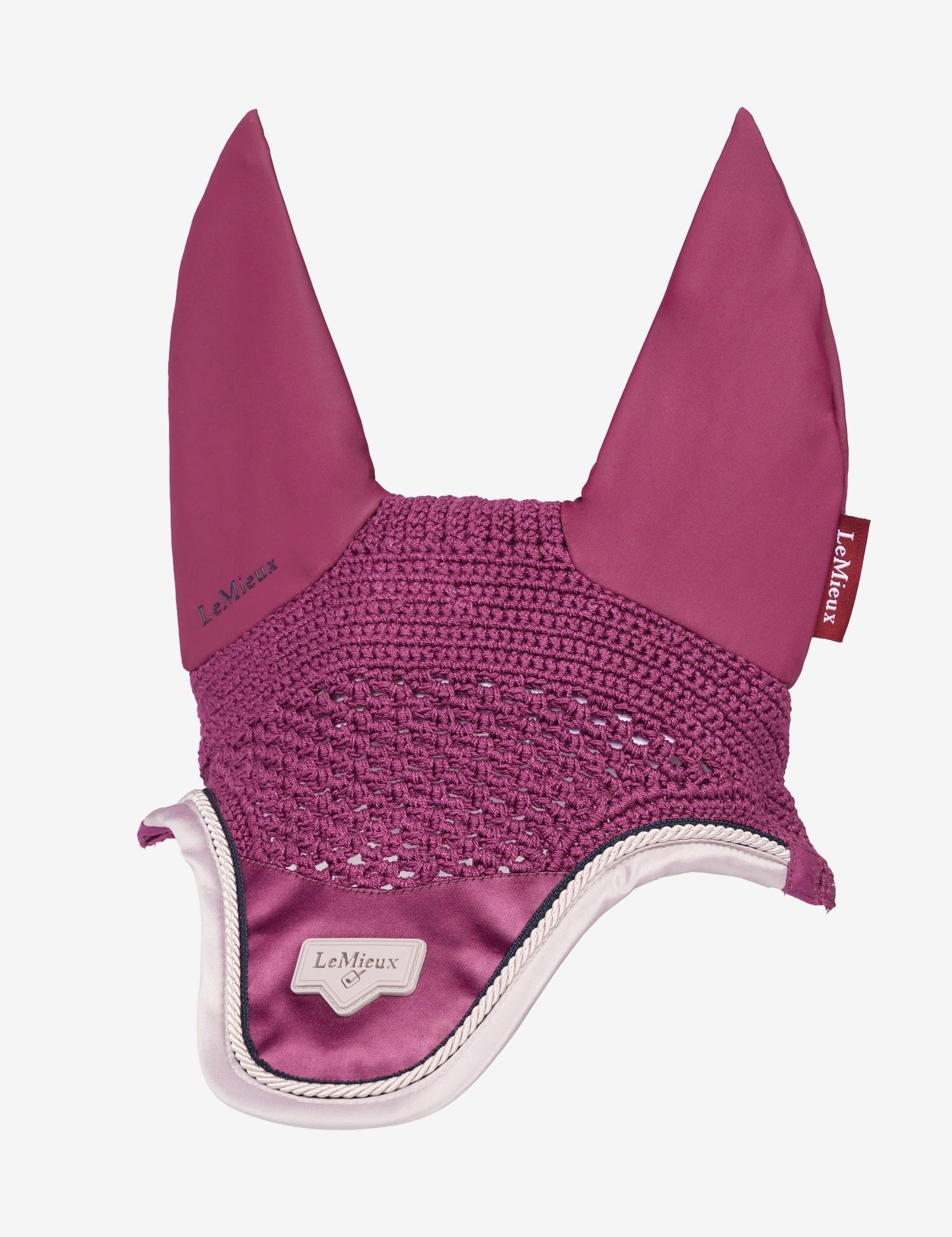 Front view of the Blackberry LeMieux Loire Fly Hood on a white background