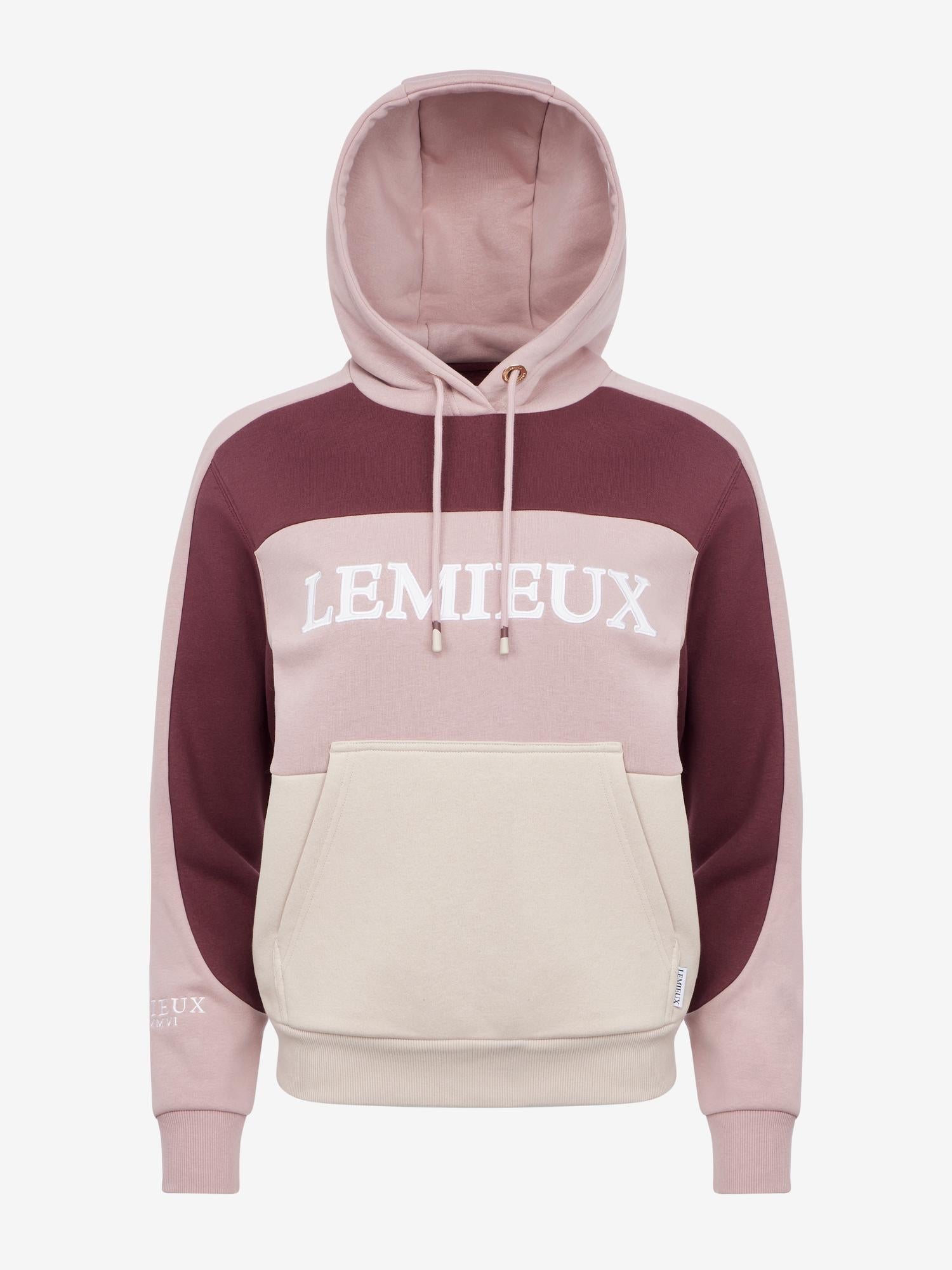 Front view of the Wild Rose LeMieux Kadie Color Block Hoodie on a plain background