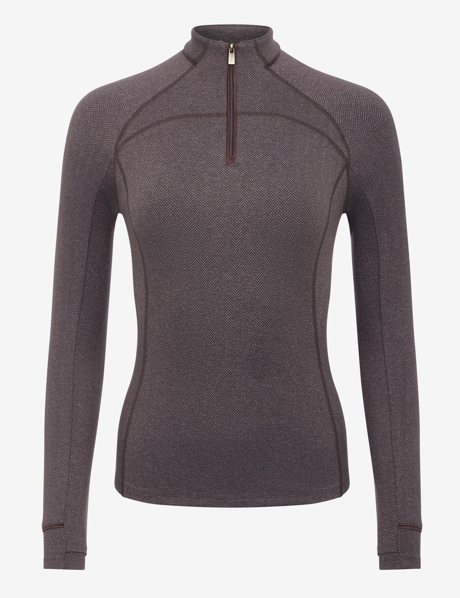 Front view of the Cocoa LeMieux Heritage Herringbone Base Layer on a plain background