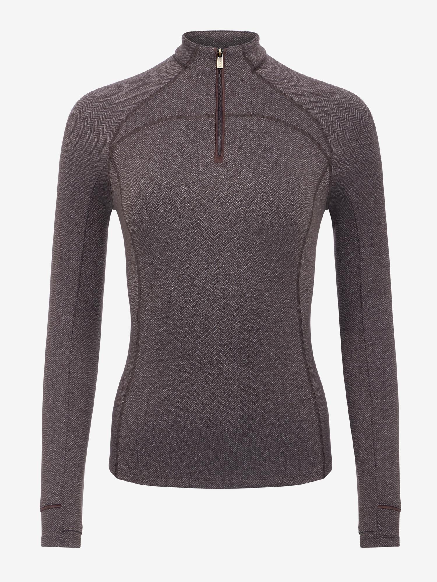 Front view of the Cocoa LeMieux Heritage Herringbone Base Layer on a plain background