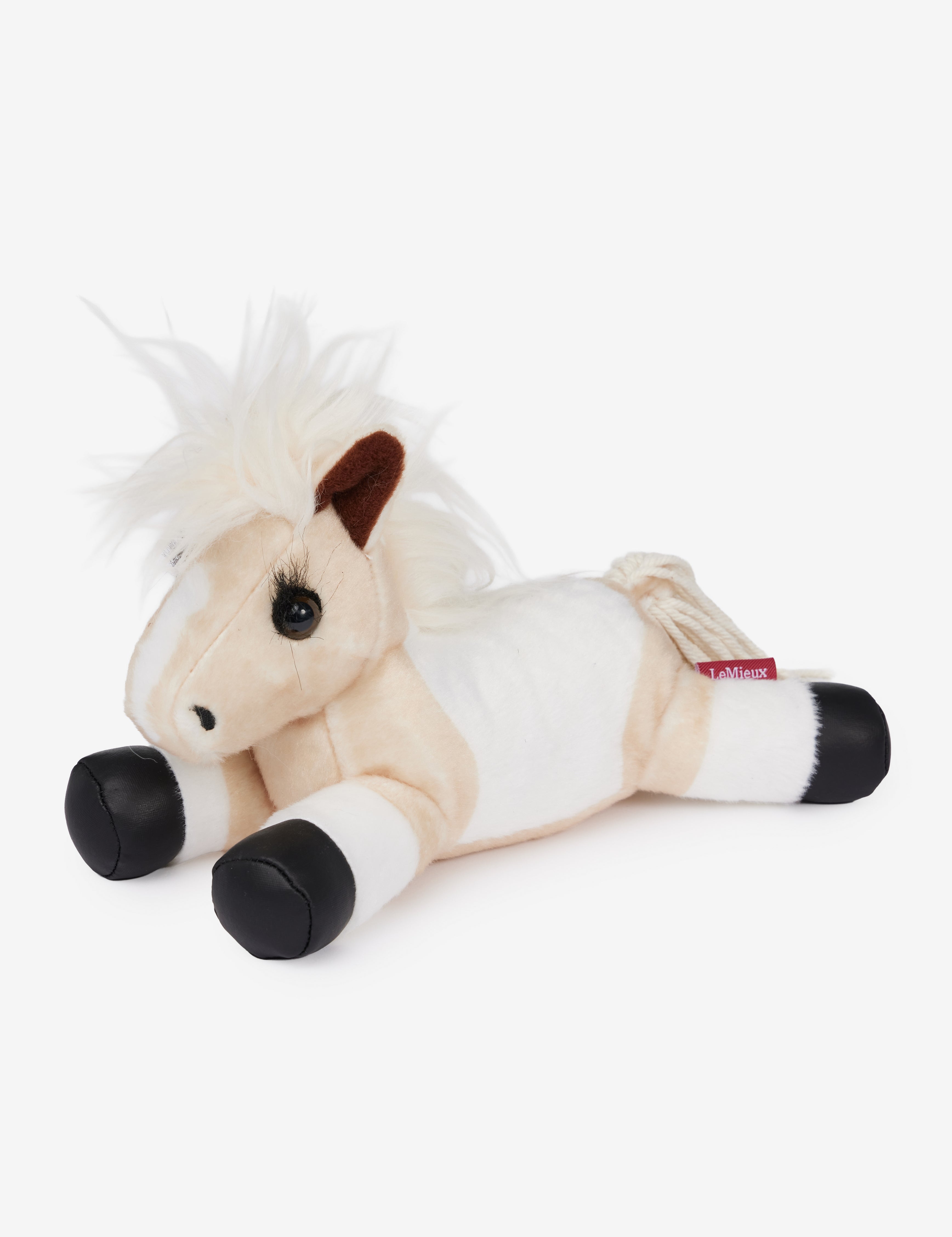 Side view of the Lemon LeMieux Tiny Beanie Pony on a plain background