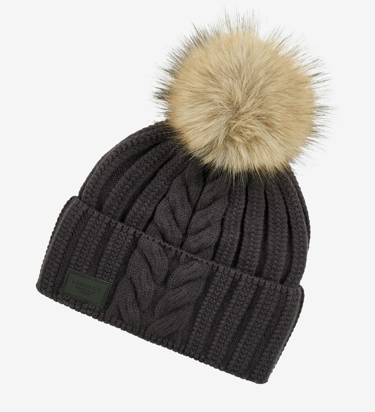 Front view of the Cocoa LeMieux Heritage Beanie on a plain background