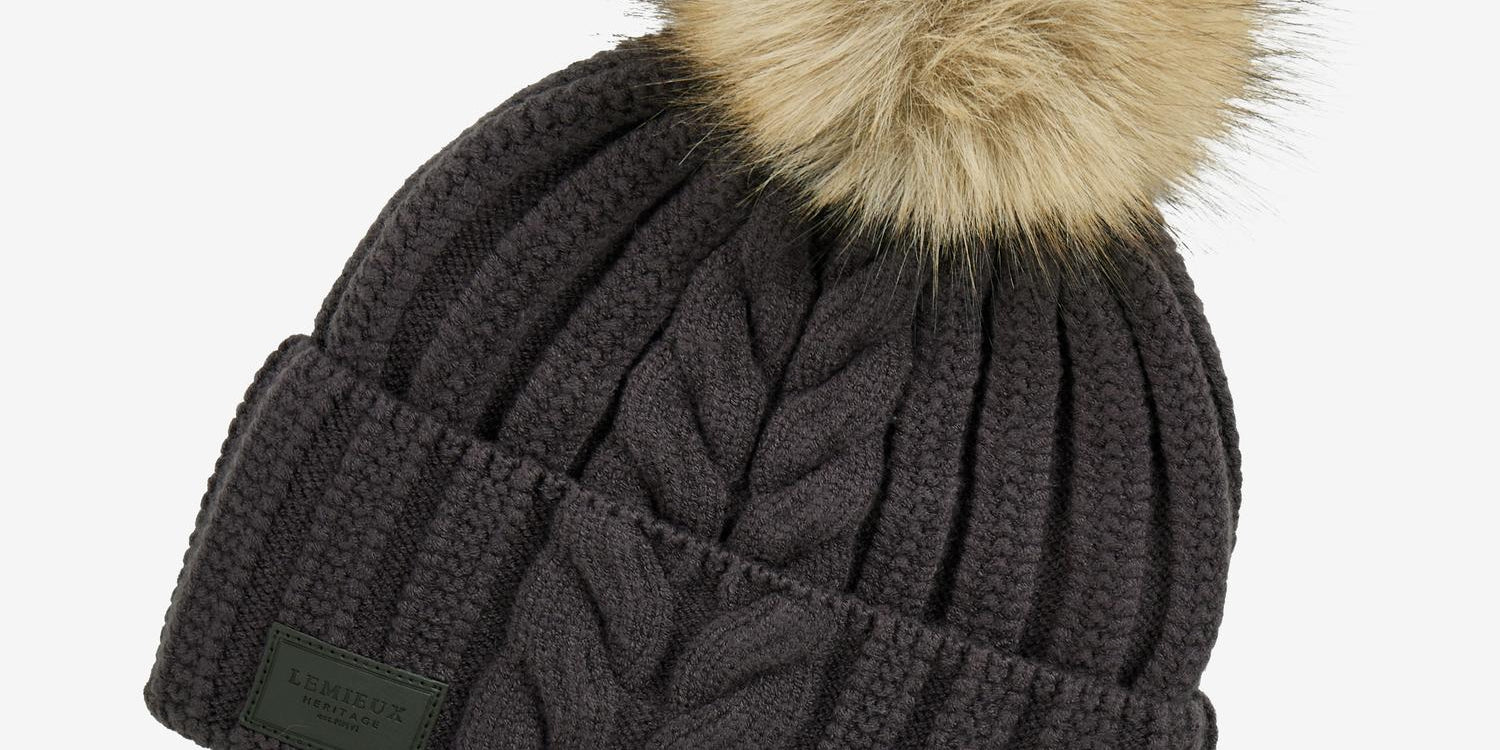 Front view of the Cocoa LeMieux Heritage Beanie on a plain background