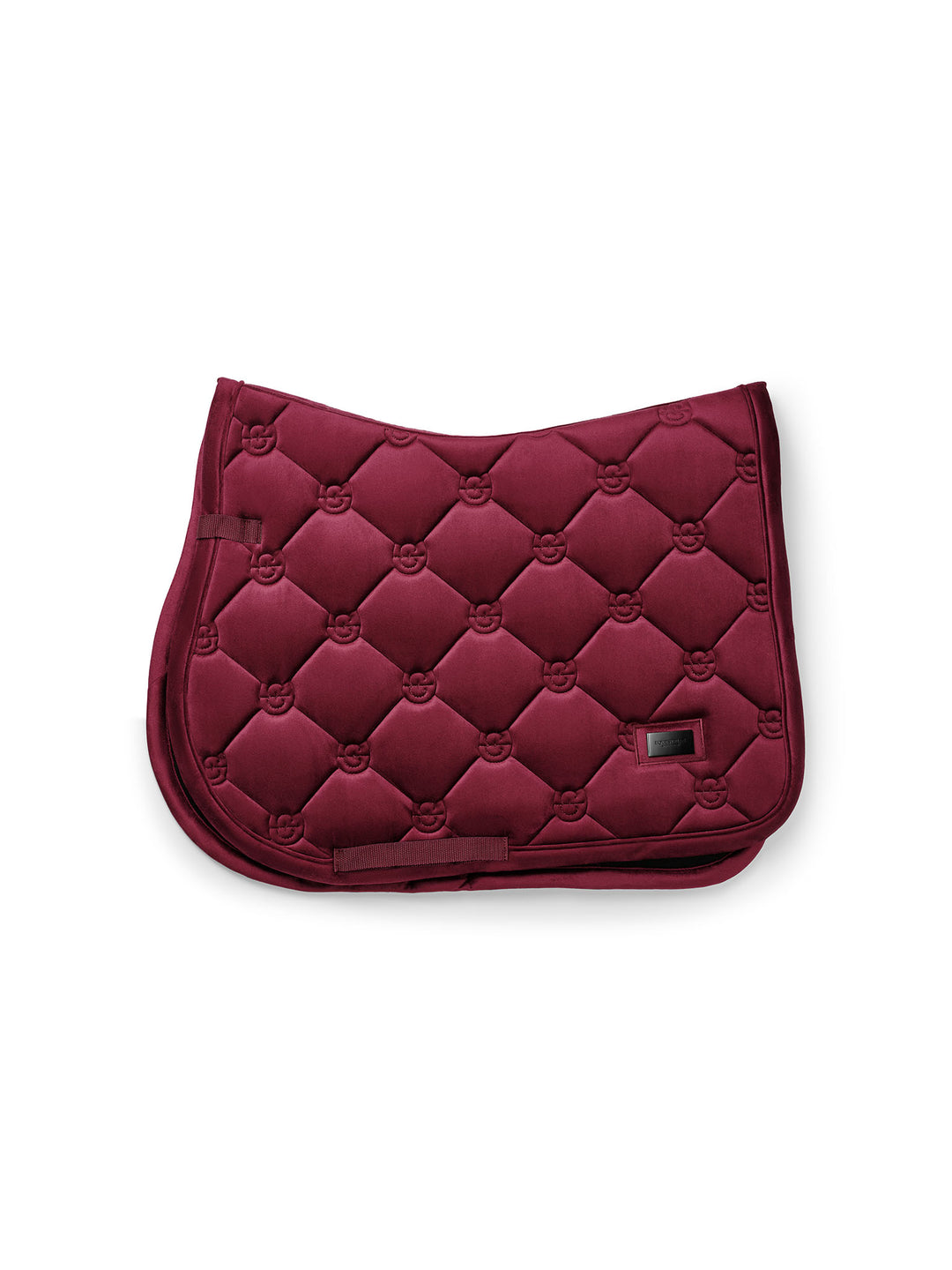 Side view of the Merlot Equestrian Stockholm Velvet Jump Saddle Pad on a white background