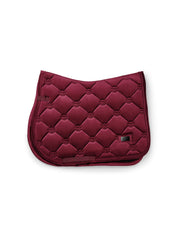 Side view of the Merlot Equestrian Stockholm Velvet Jump Saddle Pad on a white background