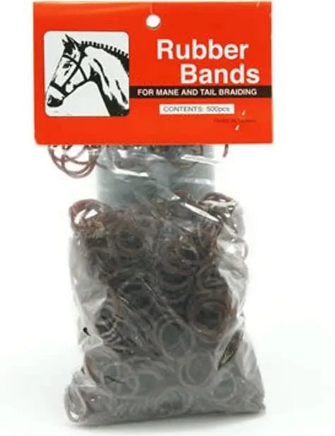 Front view of a package of 500 brown Rubber Braid Brands