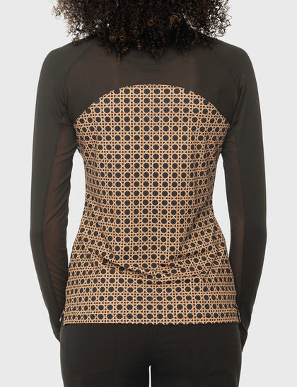 4 Zip Long Sleeve Power Mesh Raglan Sun Shirt on a plain background