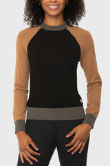 Kastel Black, Camel, & Charcoal Crewneck Colorblock Sweater