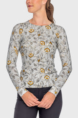 Kastel Long Sleeve Dove Vintage Jacobean Crewneck Sweater